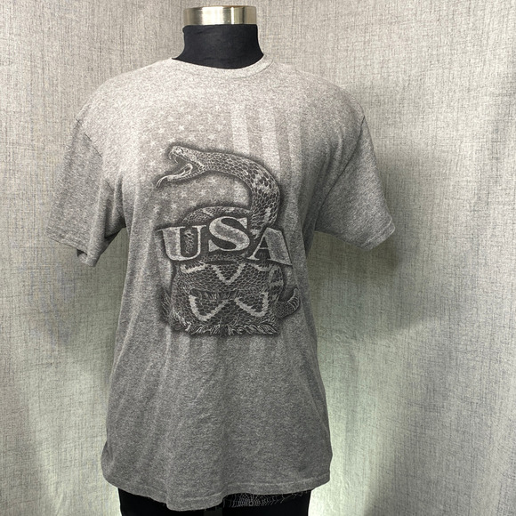 Delta Pro Weight Rattlesnake USA Graphic Tee, M, Heather Gray, Made in USA - Picture 1 of 8